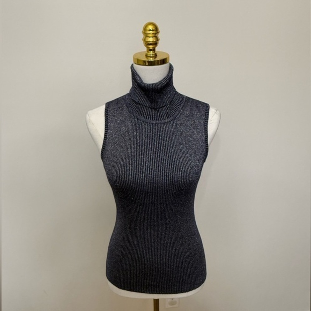 BCBGMaxAzria Gray Sparkly Turtleneck Top